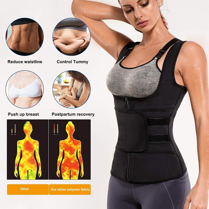KUMAYES Damen Sauna Effekt Anzug Fitness Taille Waist Trainer Schwitzeffekt Training Tanktop Unterbr