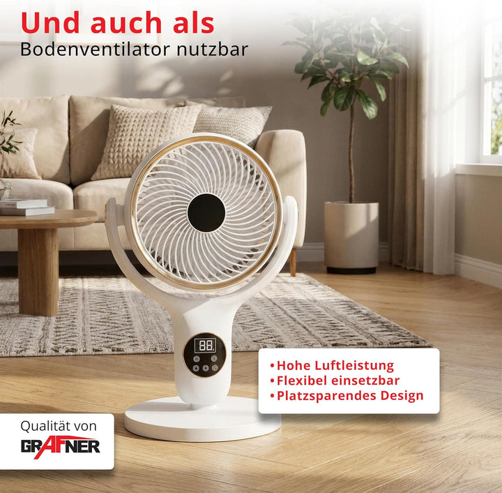 Grafner 3D Standventilator mit Fernbedienung & Touch-Display, 3-in-1 Ventilator höhenverstellbar 52–
