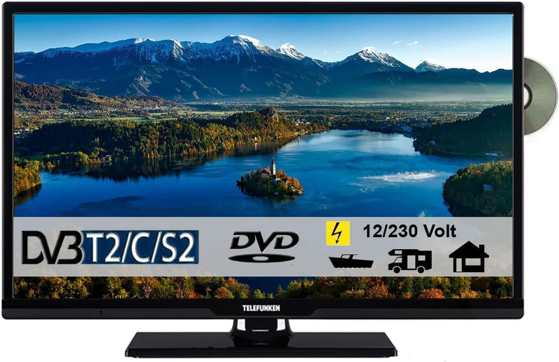 Telefunken T24X840 Mobile Smart TV mit DVD-Laufwerk 24 Zoll DVB/S/S2/T2/C 12/230 Volt