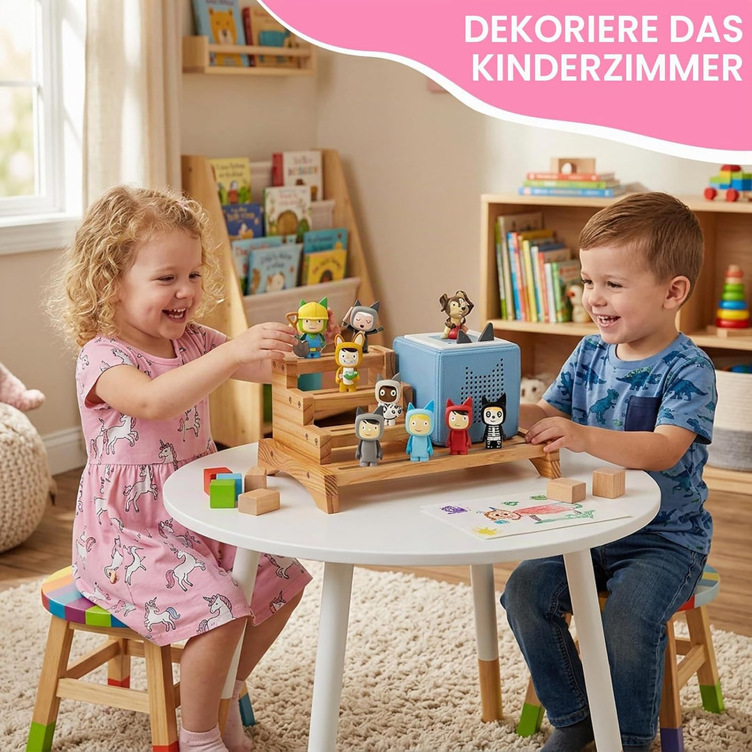 für 3-Tier Toniesbox Regal, Massiv Kiefernholz Tonie Regal Mädchen Kompatibel mit Toniesbox 1 und To