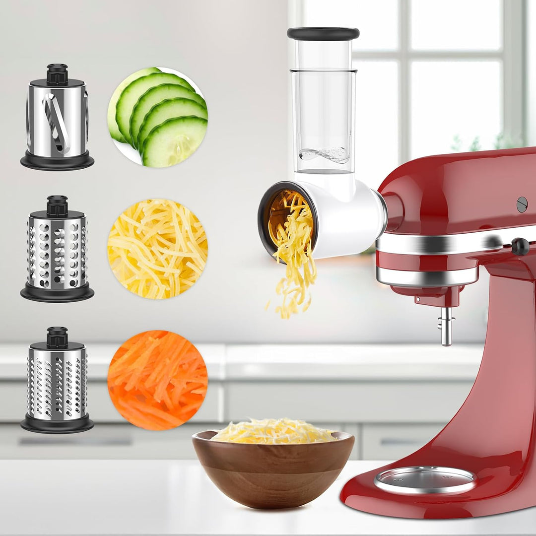 COFUN Fleischwolf Aufsatz für Kitchenaid Zubehör, Metall Fleischwolf Satz mit 4 Mahlscheibe 3 Wurstf