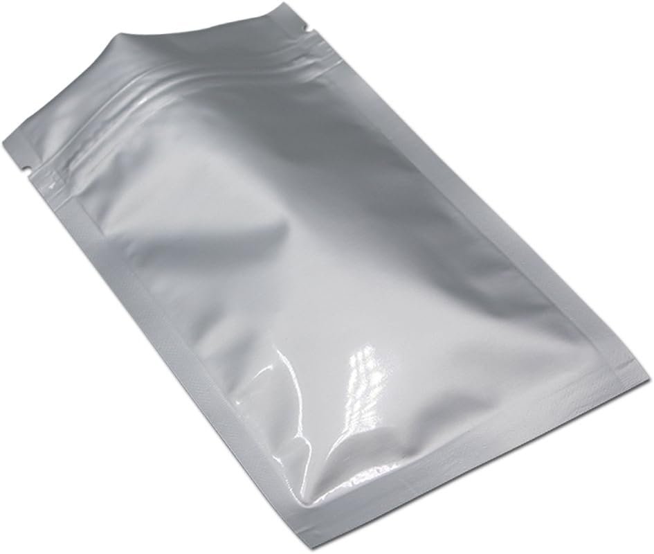 100 Stück Flache Mylar Taschen mit Reissverschlussverschluss Lebensmittel Aufbewahrung Silber Alumin