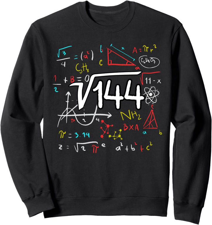 12. Geburtstag Wurzel aus 144 = 12 Jahre Geburtstag Mathe Sweatshirt