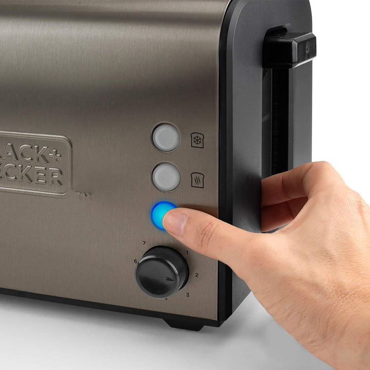 Black+Decker ES9600090B BXTOA900E Toaster, 900, Edelstahl, Grau, Mit zwei Sandwichzangen 2 extra bre