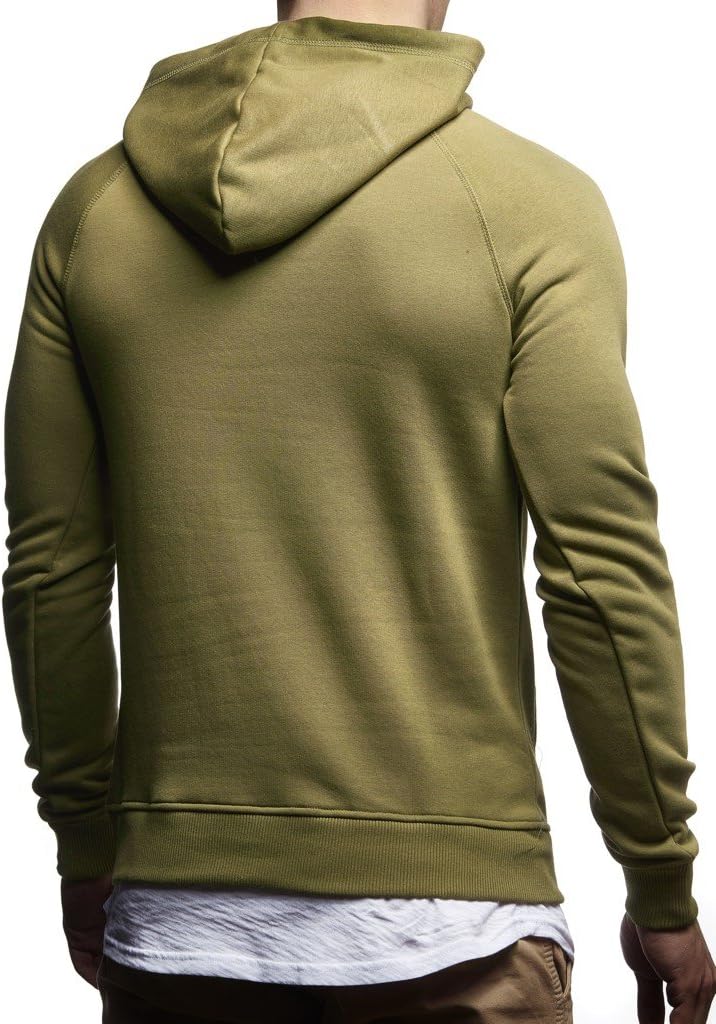 Leif Nelson Herren Pullover Hoodie Kapuzenpullover Longsleeve Basic Sweatshirt Sweater LN8153 S Khak