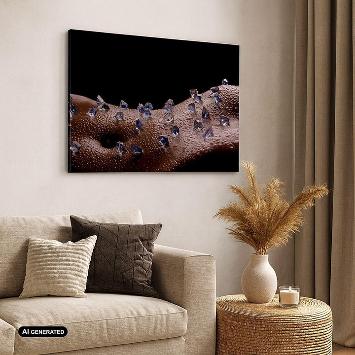 Bilder auf Leinwand 100x70cm Leinwandbild Frau Körper Kristalle Wassertropfen Gross Wanddeko Bild Sc