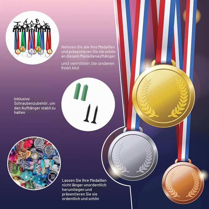 SUPERDANT Gymnastik Medaillenhalter Sterne Medaillen Aufbewahrung Sport Metall Wandhalterung Mit 17