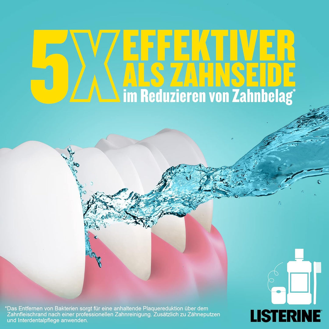 LISTERINE Cool Mint Mundwasser (2 x 1000 ml), antibakterielle Mundspülung mit ätherischen Ölen & int