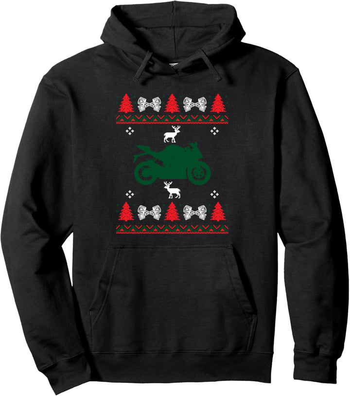 Ugly Motorrad Bike Biker Nikolaus Weihnachtsmann Geschenk Pullover Hoodie