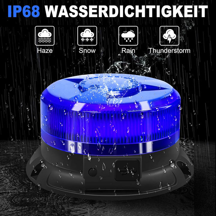 antom Rundumleuchte akku Mit Fernsteuerung 9 Blitzmuster 12V 24V Blau Warnleuchte led magnet mit Kfz
