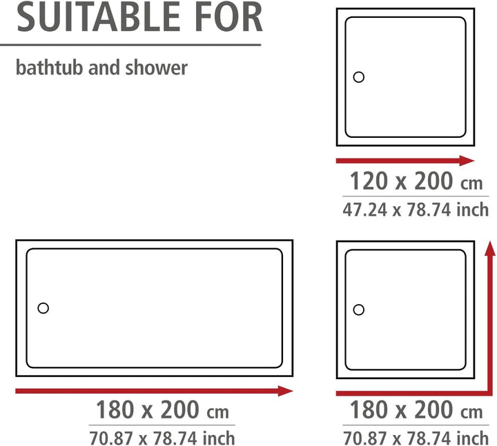 WENKO Anti-Schimmel Duschvorhang In the Air Flex, Textil-Vorhang mit Antischimmel Effekt, grosse int