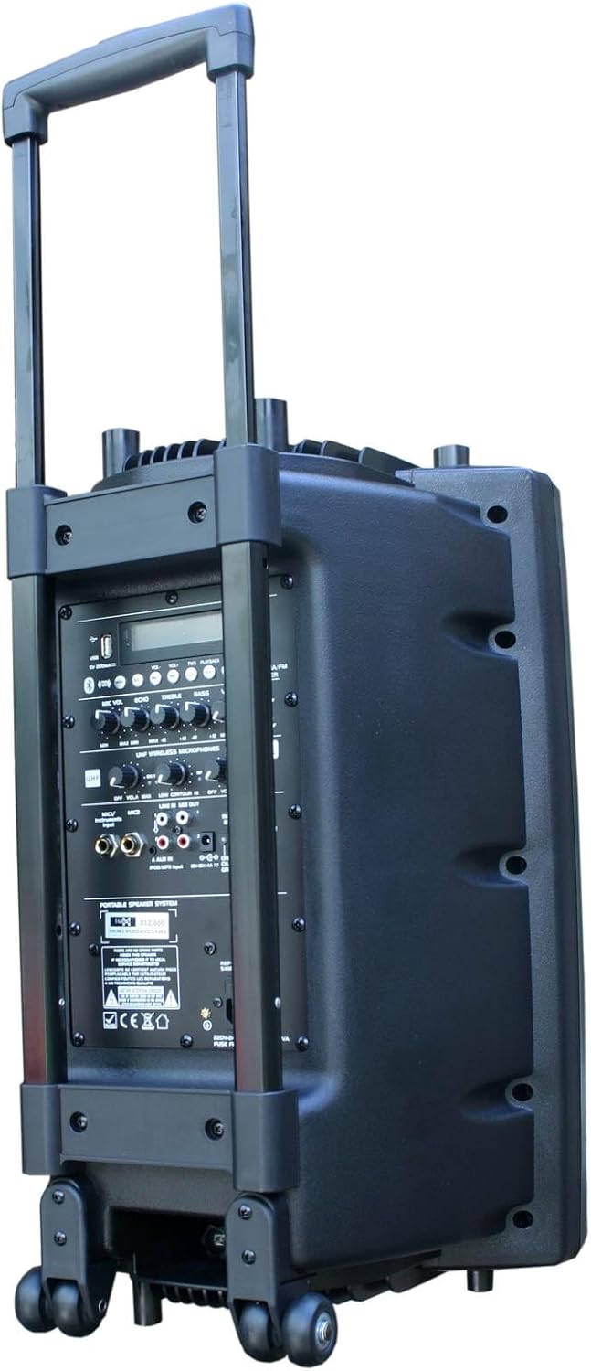 Mobile PA Sound Anlage Akku-MP3-USB-SD inkl. Funkmikrofone 700W Soundsystem E-Lektron EL30-M Bluetoo