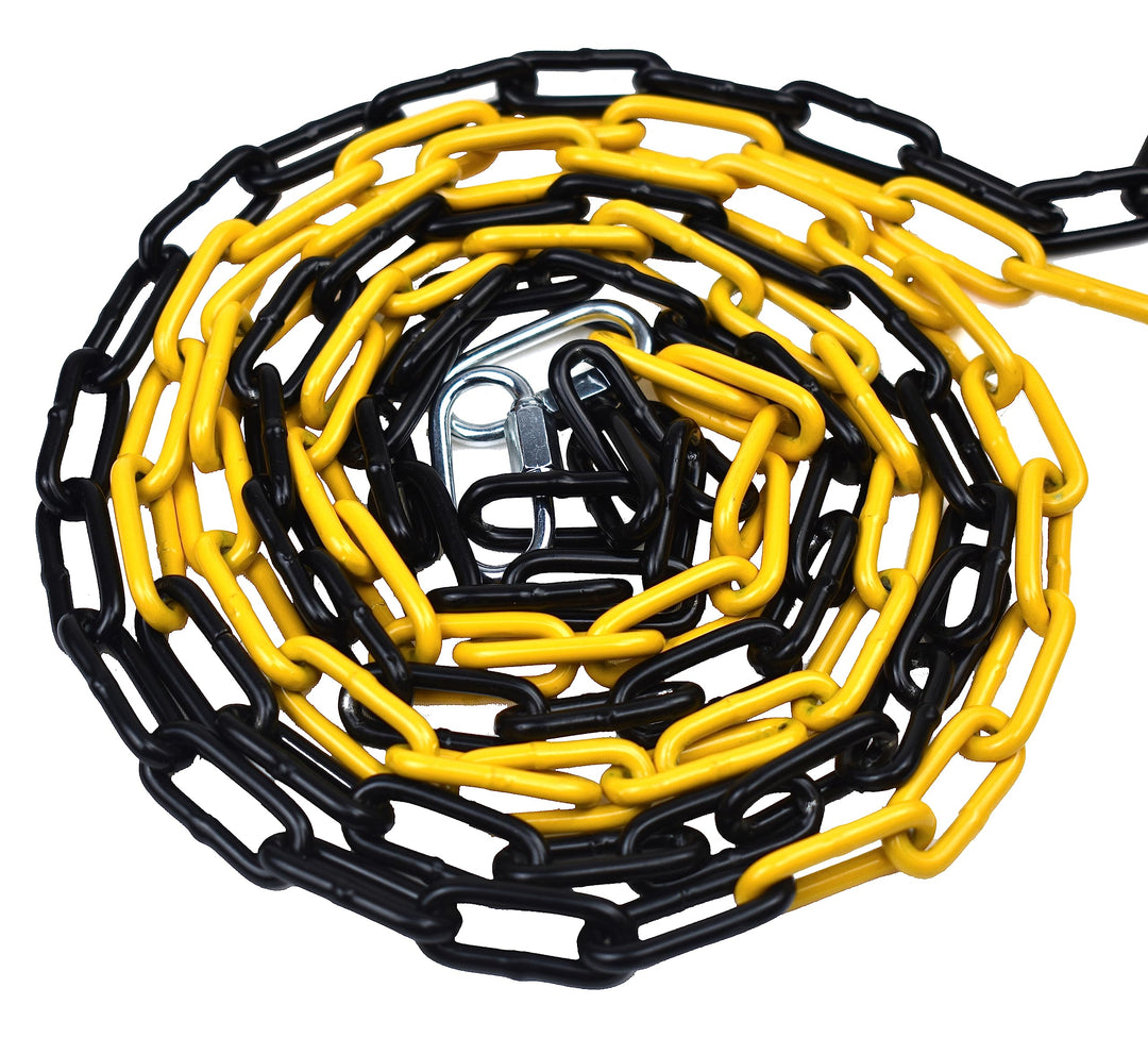 Absperrkette Schwarz-Gelb Kette 10M - Warnkette 4mm mit 2 Verbindungsschnalle - Baustellensicherheit