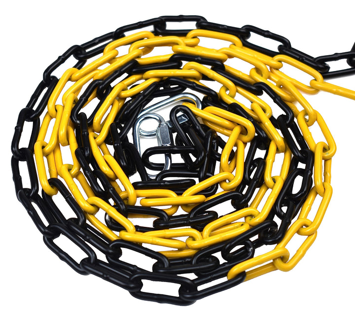 Absperrkette Schwarz-Gelb Kette 10M - Warnkette 4mm mit 2 Verbindungsschnalle - Baustellensicherheit
