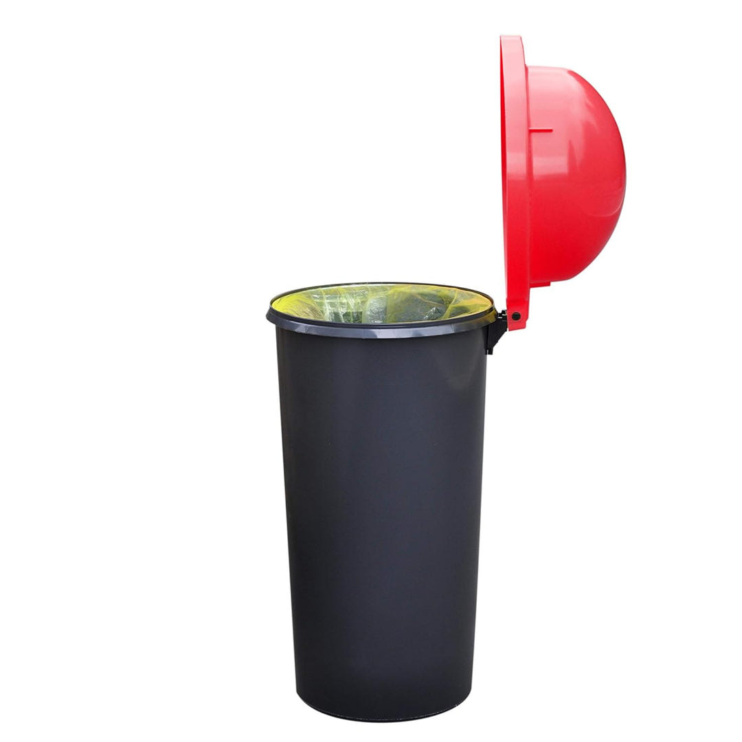 KUEFA HD 60L Müllsackständer, Mülleimer mit Scharnierdeckel und Klemm-Ring Gelber Sack, stabil, stra