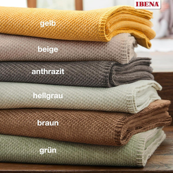 Ibena Charlotte Bio Strickdecke 140x200 cm - 100% Baumwolle, Made in Germany, Baumwolldecke mit Stru