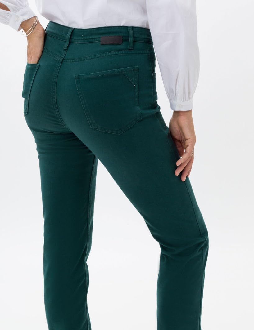 BRAX Damen Style Carola Five-Pocket Wertigem Baumwollsatin Hose 36W / 34L Dark Malachite, 36W / 34L