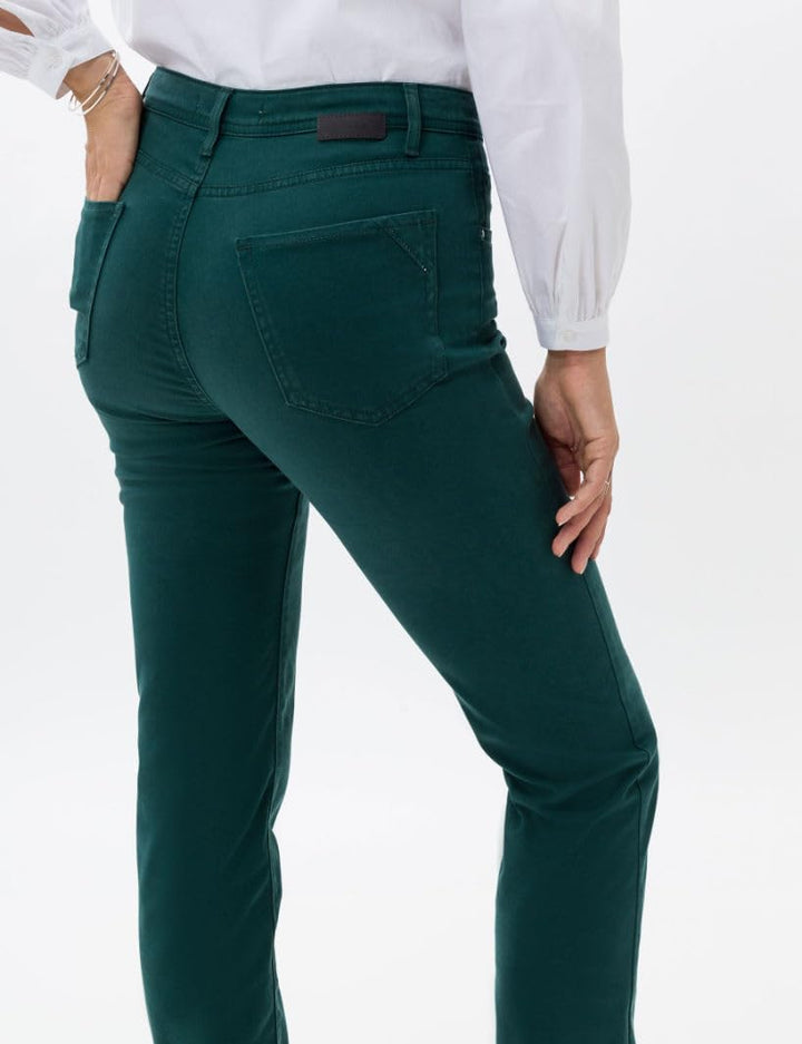 BRAX Damen Style Carola Five-Pocket Wertigem Baumwollsatin Hose 36W / 34L Dark Malachite, 36W / 34L