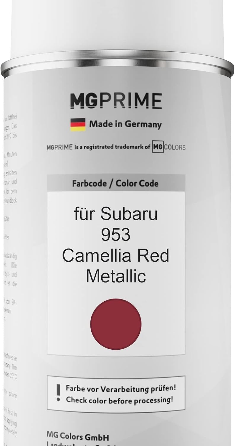 MG PRIME Autolack Sprühdosen Set für Subaru 953 Camellia Red Metallic Basislack Klarlack Spraydose 4