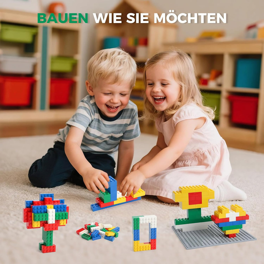 HUIZDQ 500 Stücke 2X4 Classic Bausteine Set, Klassische stapelbare Grundplatten, Geeignet für Jungen