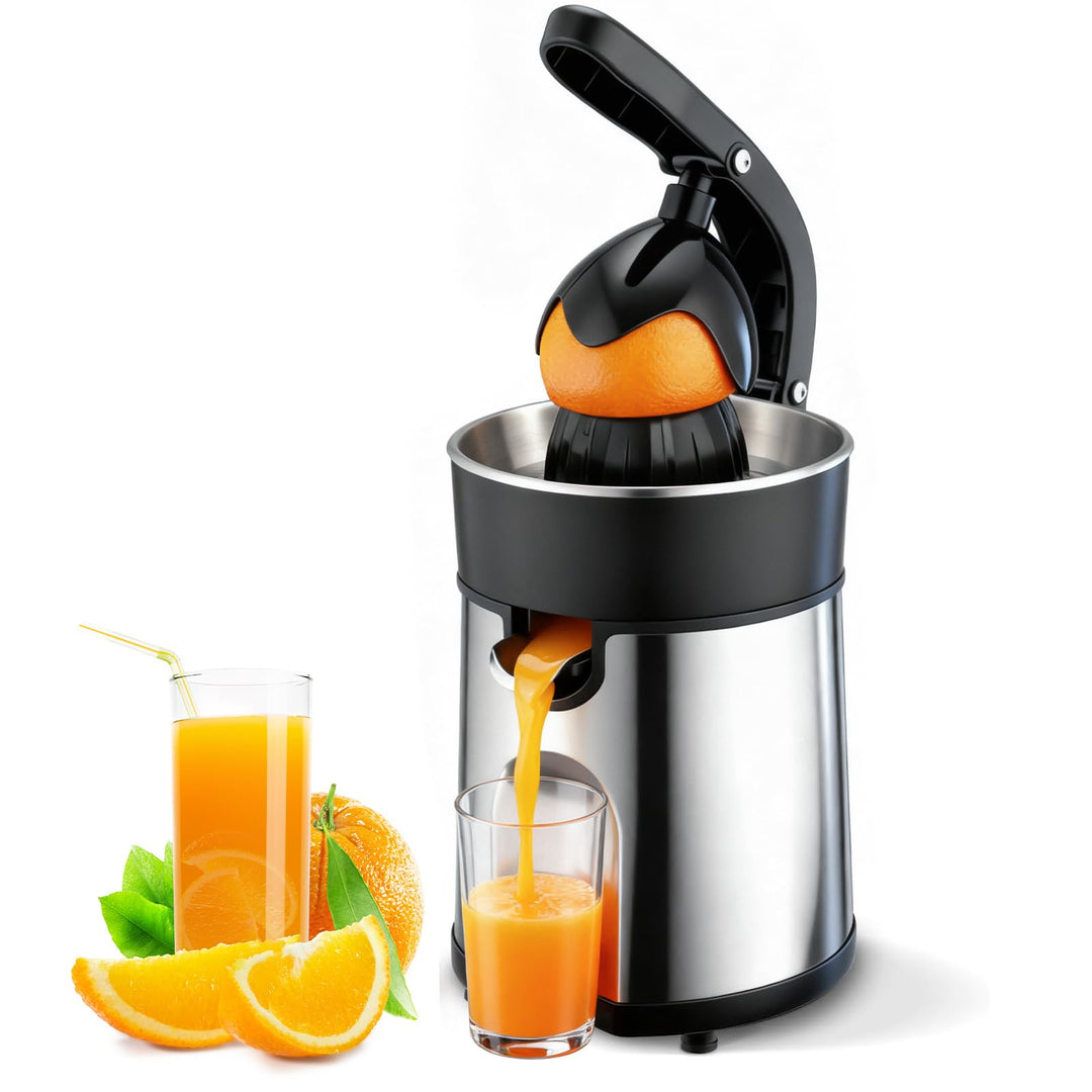 Romon Zitronenpresse, 85W Saftpresse 2 Kegel Zitruspresse Edelstahl BPA-Frei Elektrische Zitruspress