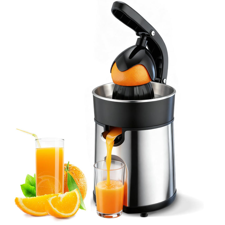 Romon Zitronenpresse, 85W Saftpresse 2 Kegel Zitruspresse Edelstahl BPA-Frei Elektrische Zitruspress