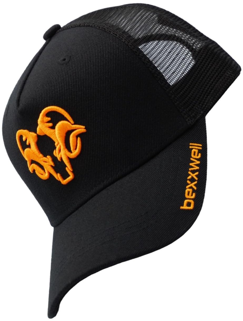 Bexxwell Trucker Cap schwarz/orange mit 3D Logo-Stickerei (optimale Passform, Kappe, Black, Truckerc