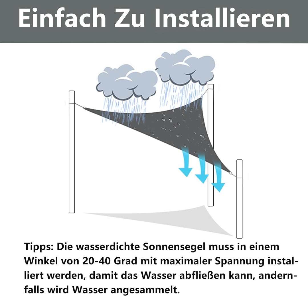 3.6x3.6x3.6m Wasserdichter Sonnenschutz Dreieck Sonnenschirm Aussenüberdachung Garten Patio Pool Sha