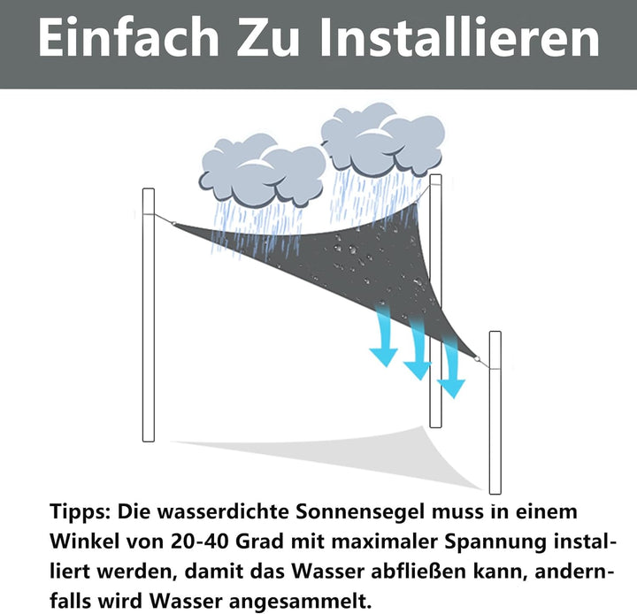 3.6x3.6x3.6m Wasserdichter Sonnenschutz Dreieck Sonnenschirm Aussenüberdachung Garten Patio Pool Sha