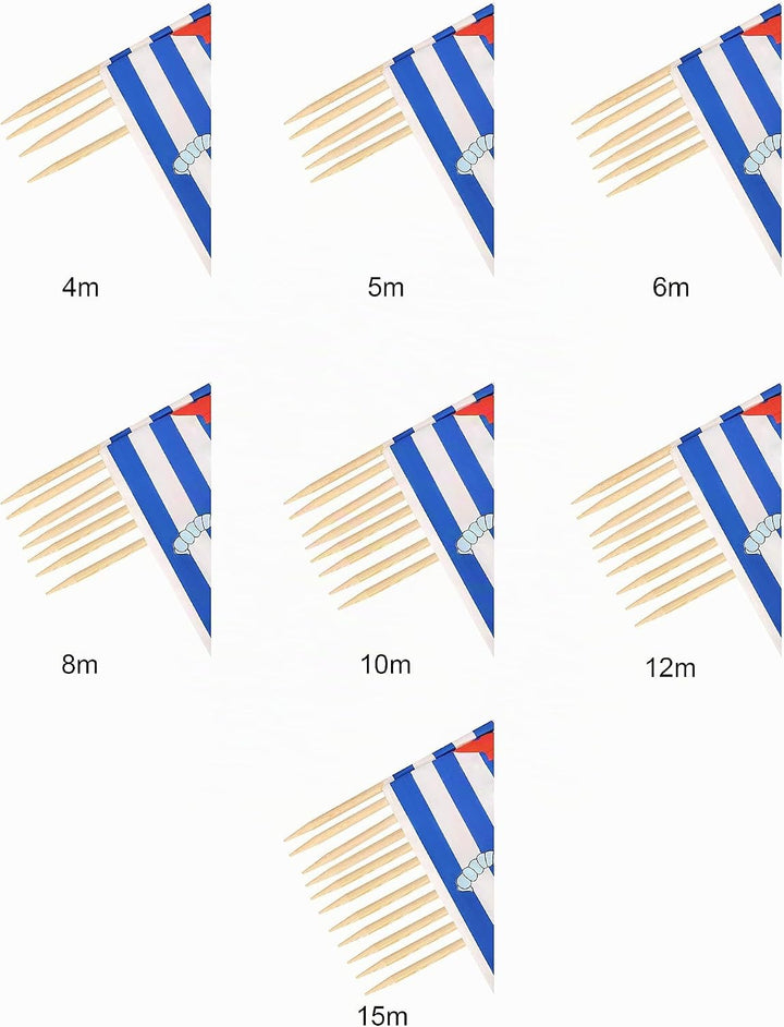 Ladeheid Windschutz Strand Sichtschutz mit Holzstab praktisches Strand Zubehör LAEX001 8 m Streifen/