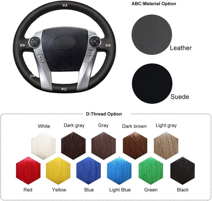MEWANT Lenkradbezug für Toyota Prius 2009-2015 Aqua 2014 2015 Lenkradhülle aus Kunstleder Mikrofaser
