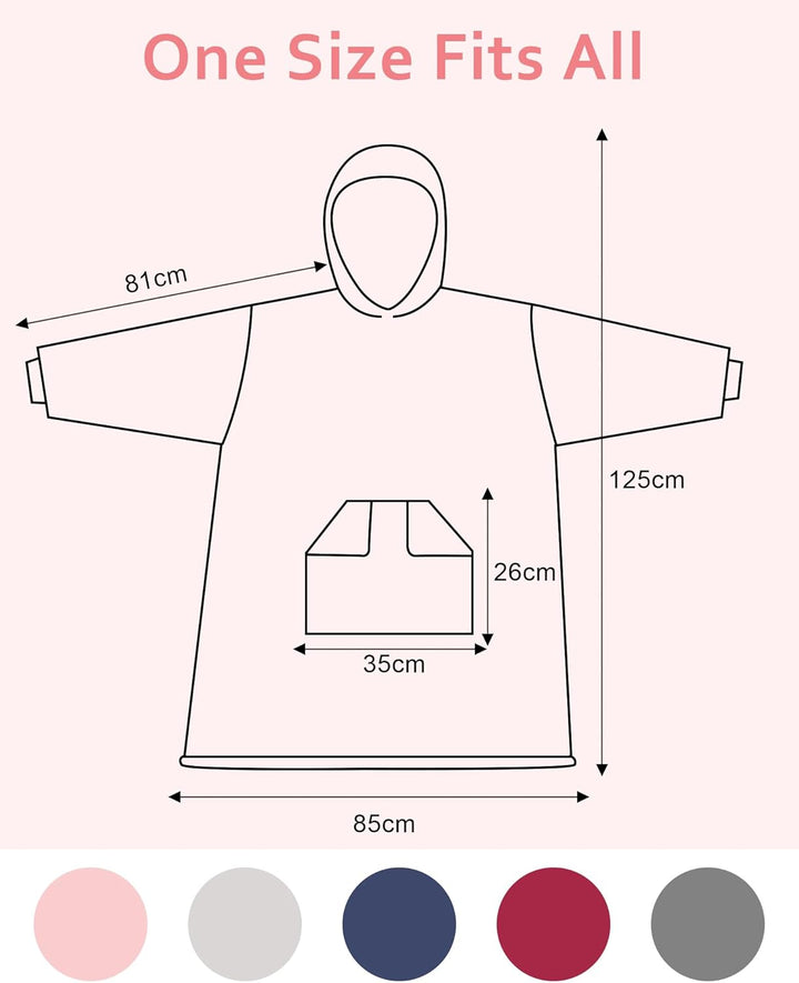 Oversized Hoodie Blanket， Sherpa Wearable Blankets with Pocket & Sleeves, Cozy Fleece Wearable Hoode