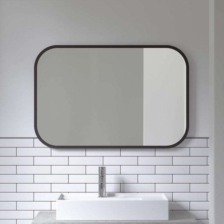 Umbra Hub Wandspiegel – Rechteckiger Spiegel für Diele, Badezimmer, Wohnzimmer und Mehr, Schwarz, 61
