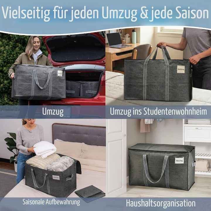 VENO 102 Liter Grosse Aufbewahrungstasche, Aufbewahrungsbox mit Deckel, Starke Griffe Umzugstaschen
