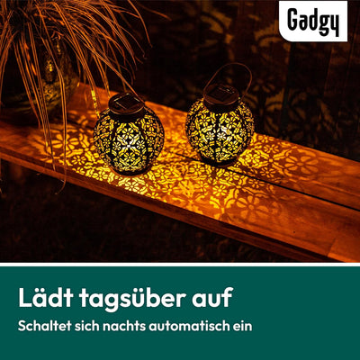 Gadgy Solarlaterne für Aussen Wasserdicht | 2 Stück Orientalische Laterne | Solar Laterne Outdoor |