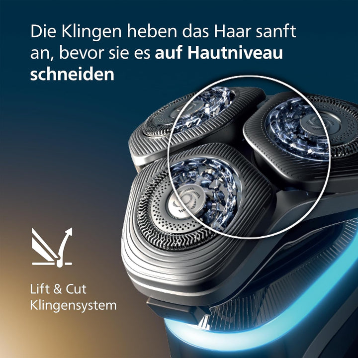 Philips Rasierer i9000 Prestige, Nass- und Trockenrasierer für Herren mit integriertem Trimmer, grau