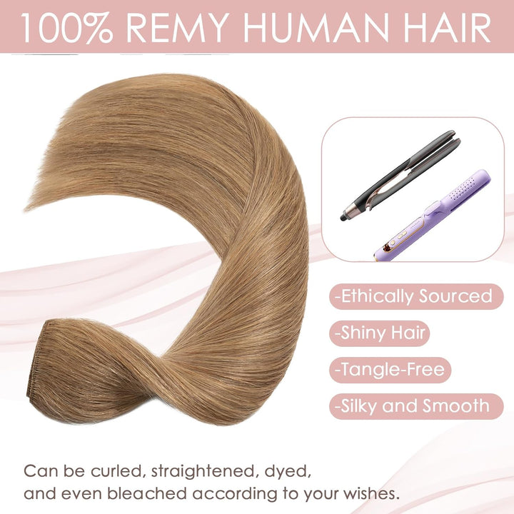 Silk-co Haarteile Echthaar Clip in Extensions Echthaar 1Pc 5Clips Haarverlängerung Weich Natürlich H