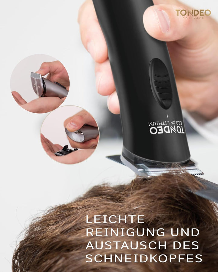 TONDEO Profi Haarschneidemaschine ECO XP LITHIUM BLACK | Haarschneider inklusive Ladestation und Auf