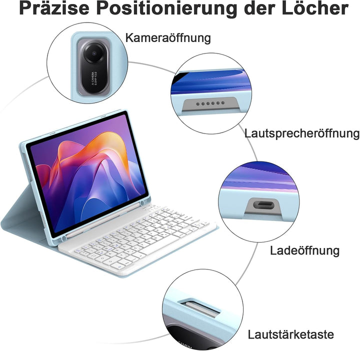IVEOPPE Tastatur für Xiaomi Redmi Pad 2 & SE 11 Zoll, Deutsches QWERTZ Layout, Hülle mit Bluetooth A