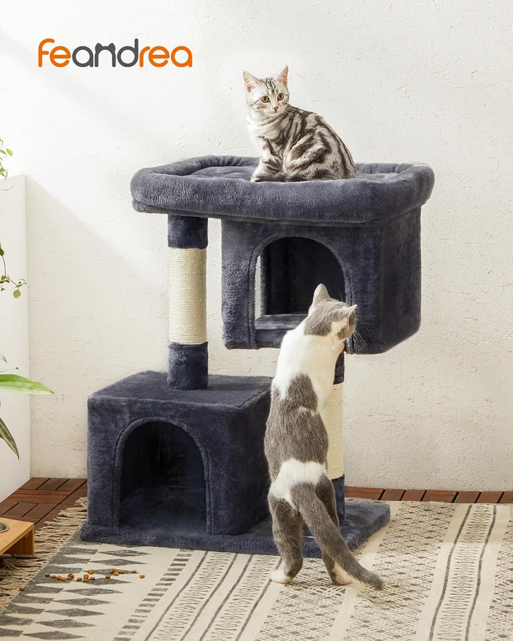 Feandrea Kratzbaum, 84 cm Katzenbaum, L, Katzenhaus für grosse Katzen bis zu 7 kg, grosse Plattform,
