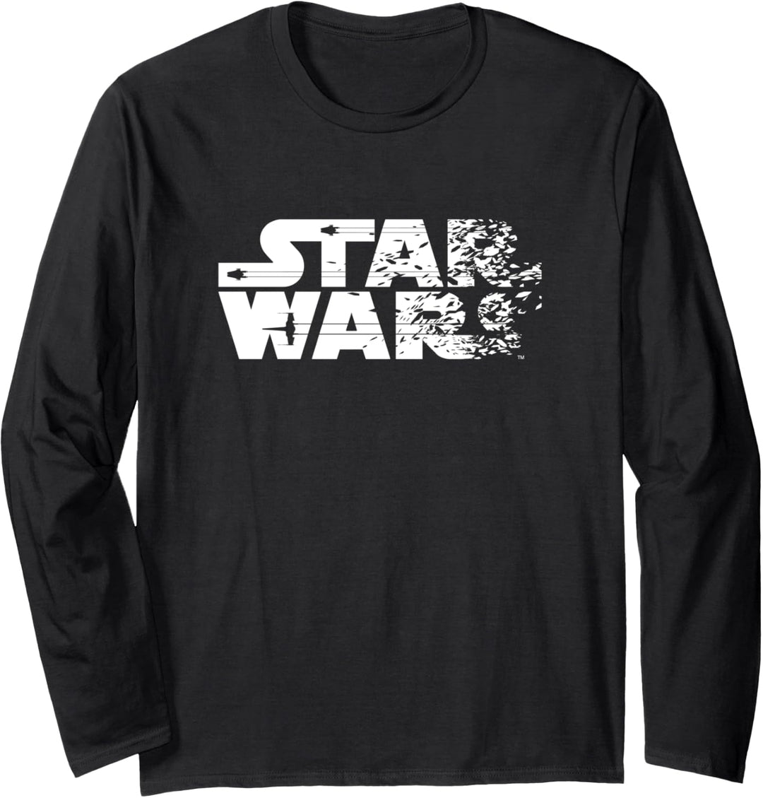 Star Wars Ship Shattered Logo White Langarmshirt
