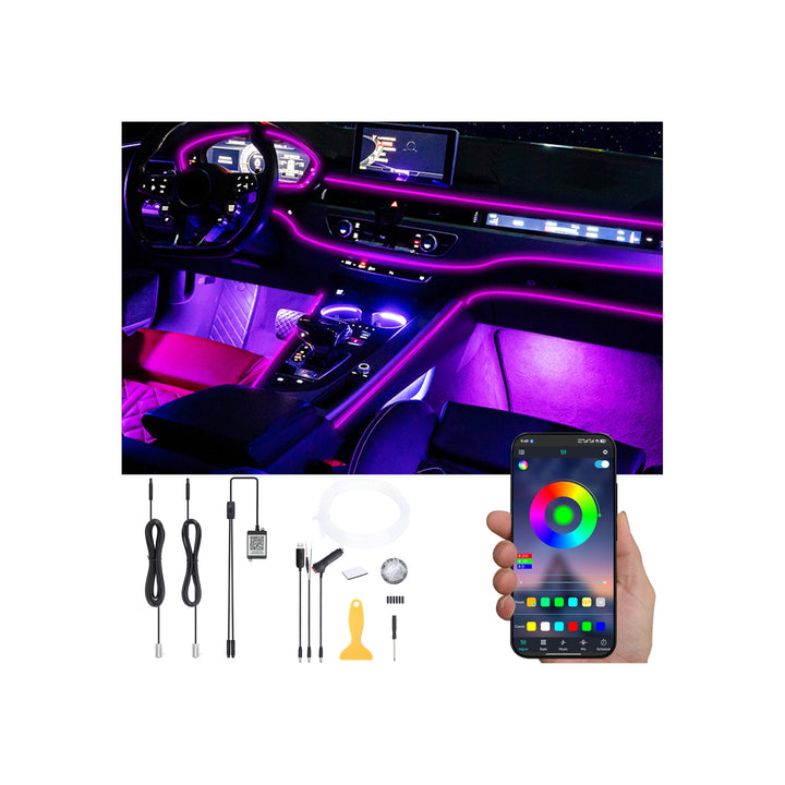 Auto Umgebungsbeleuchtung Glasfaser 64 Farben Musik Sound Aktiv mit APP Steuerung Auto Dekorative At