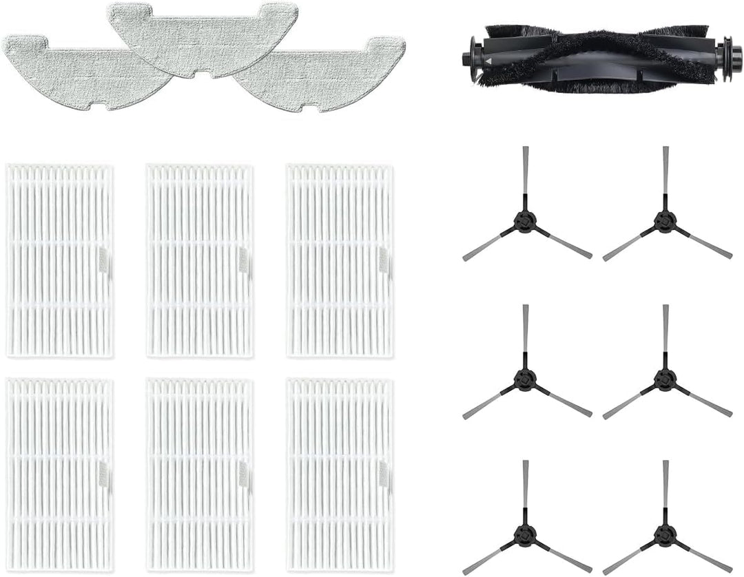 Proscenic Q10 Q20 Plus Saugroboter Ersatzteile, 1 Hauptbürste, 6 Seitenbürsten, 4 Filter, 3 Wischtüc