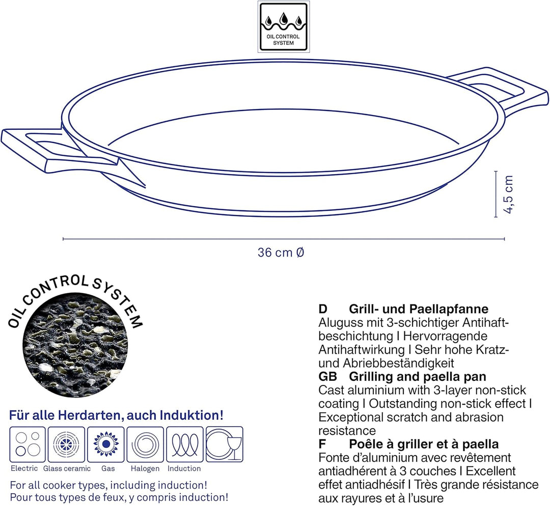 kela Grill und Paellapfanne Stella Nova 36 cm Aluminium schwarz