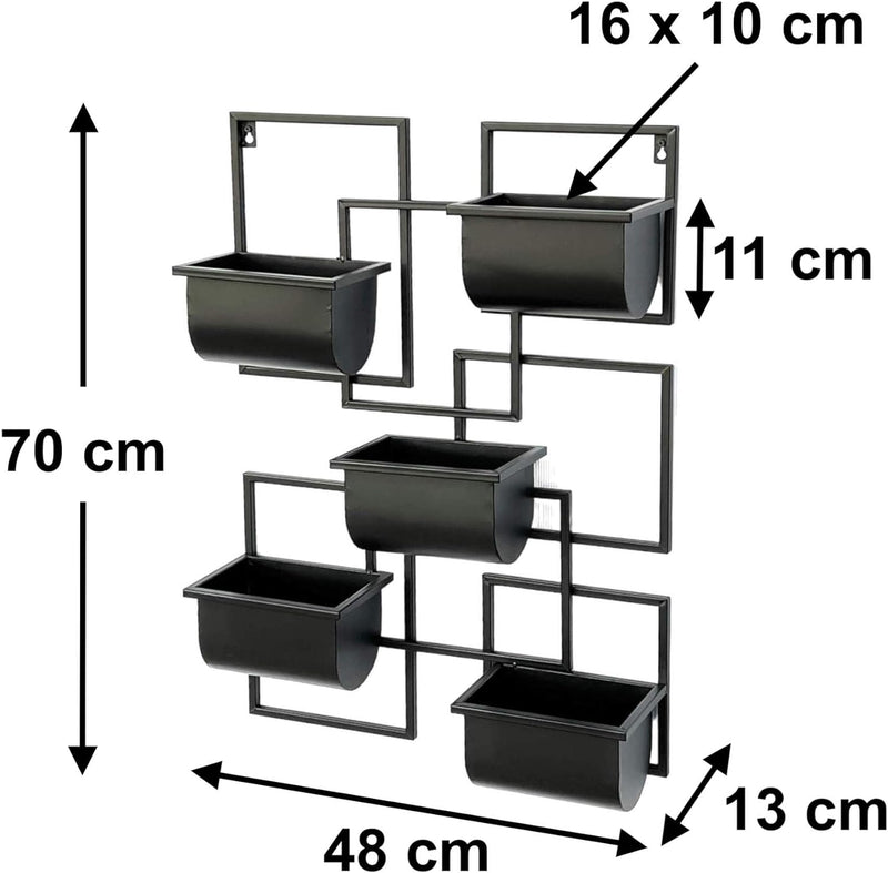 DanDiBo Kräuterregal Küche Wand Metall Schwarz 96525 Wandregal Blumenregal Pflanzenhalter Wandblumen