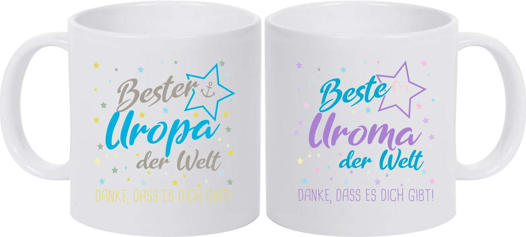 ShirtInStyle, Tassenset Beste Uroma, Bester Uropa der Welt, Danke das es Dich gibt! Farbe weiss Tass