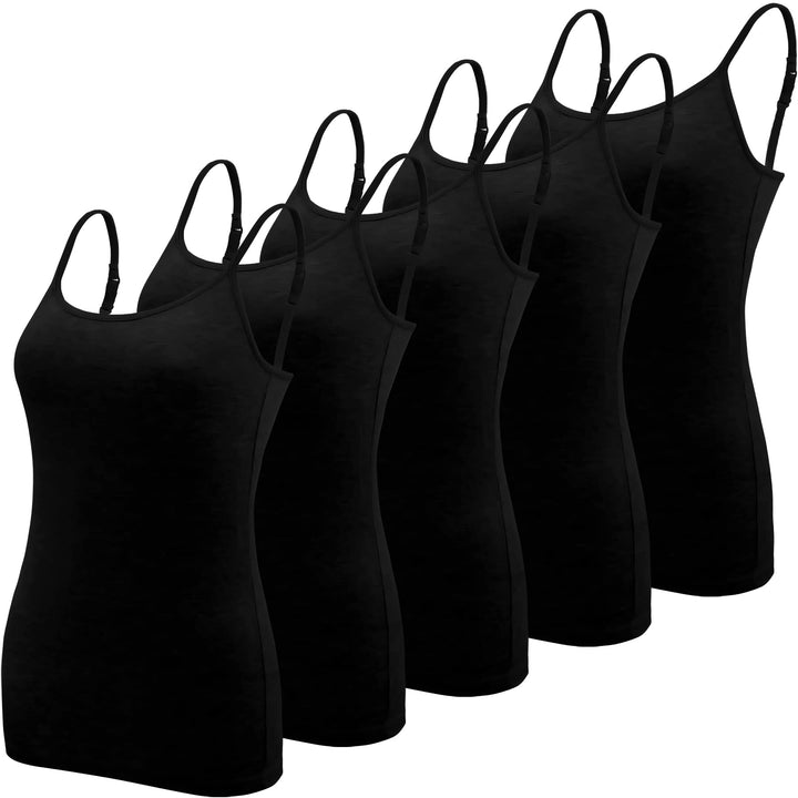 BQTQ 5 Stück Unterhemd Damen Spaghetti Top Spaghettiträger Basic Cami Tank Tops mit Verstellbarer St