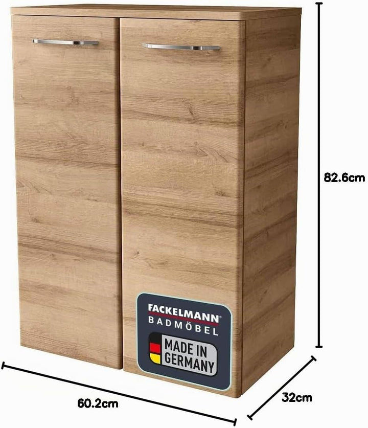 FACKELMANN Milano Doppelmidischrank mit Türen – Schrank fürs Badezimmer (60,2 cm x 82,6 cm x 32 cm)