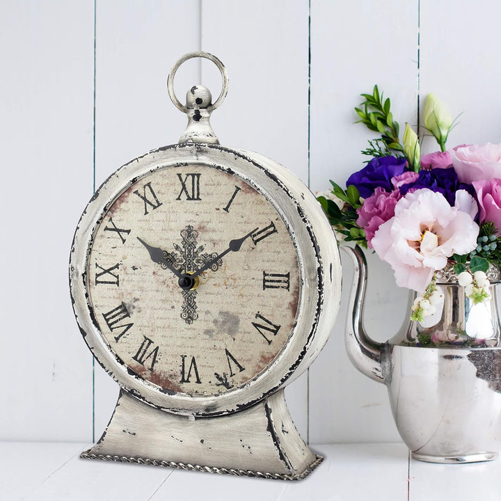 Stonebriar Large 13 Inch Decorative Battery Operated Table Top Clock with Roman Numerals and Antique