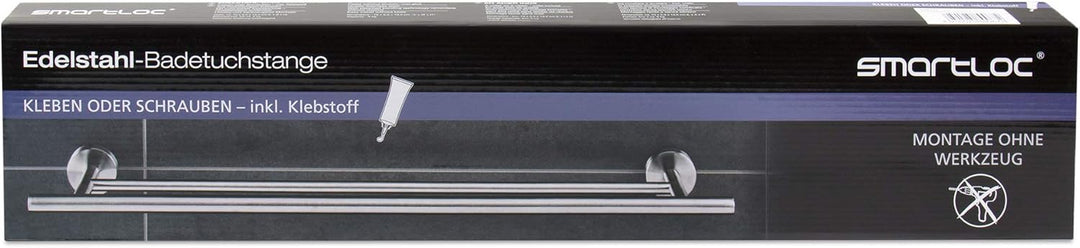 Jan Max Badetuchhalter ohne Bohren Doppelhalter für 60cm Handtuchbreite, Handtuchhalter Wand aus geb